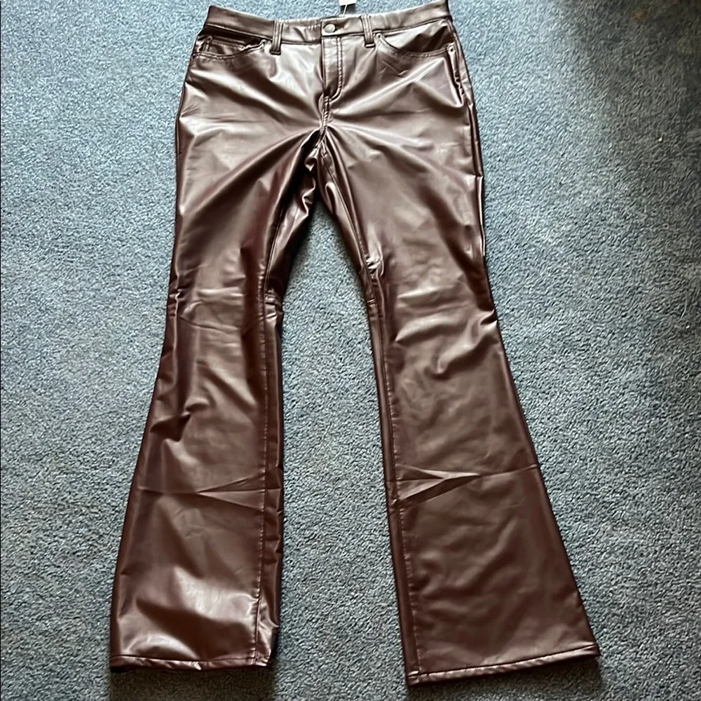 Banana Republic Brown VEGAN LEATHER LOW-RISE BOOTCUT PANT - Picture 2 of 6